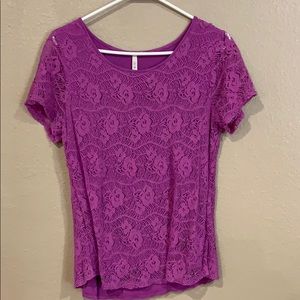 Leo Nichole purple lace top L